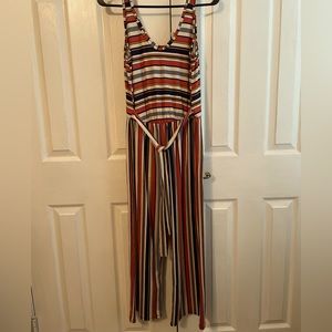 Caution to the Wind • Striped Jumpsuit • Size Small